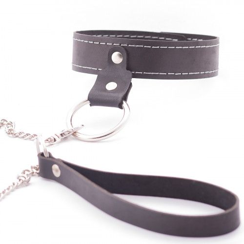 Узкий однослойный ошейник с поводком - Crazy Handmade - купить с доставкой в Воронеже