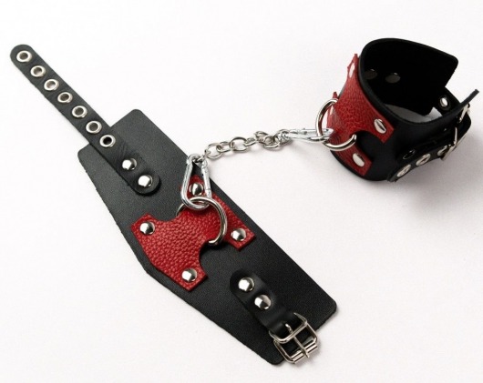 Черные кожаные оковы с красными вставками - Crazy Handmade - купить с доставкой в Воронеже