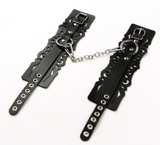 Узорчатые кожаные оковы с регулируемыми ремешками - Crazy Handmade - купить с доставкой в Воронеже