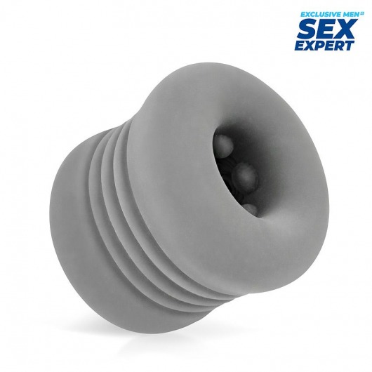 Серый эластичный мини-мастурбатор - Sex Expert - в Воронеже купить с доставкой