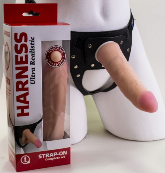 Страпон Харнесс из двух предметов: трусики с плугом и насадка-фаллос - 18 см. - LOVETOY (А-Полимер) - купить с доставкой в Воронеже