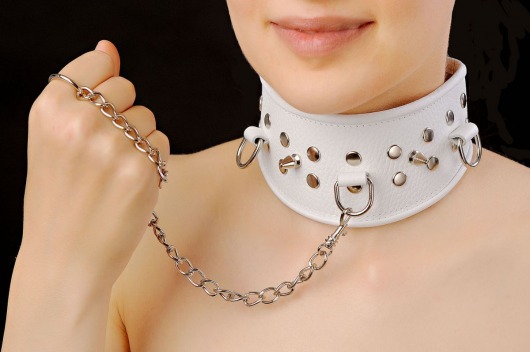 Белый кожаный ошейник - Sitabella - купить с доставкой в Воронеже