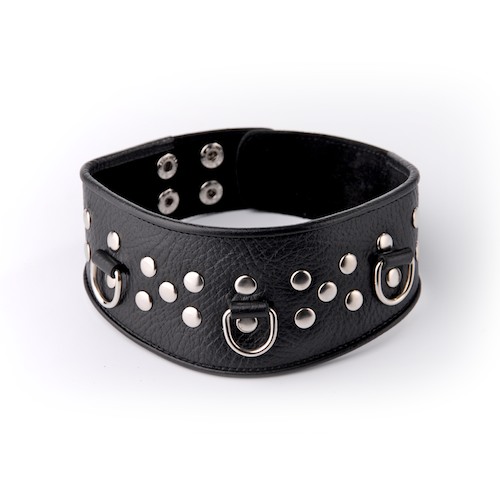 Кожаный черный ошейник с велюровой подкладкой - Sitabella - купить с доставкой в Воронеже