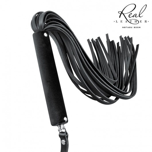 Черная кожаная плеть-флоггер - 84 см. - Notabu - купить с доставкой в Воронеже
