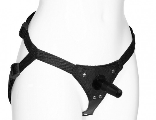 Черный женский пояс-трусики с плугом - LOVETOY (А-Полимер) - купить с доставкой в Воронеже