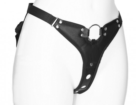 Черный женский пояс с вагинальной пробкой - LOVETOY (А-Полимер) - купить с доставкой в Воронеже