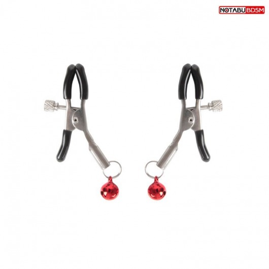 Серебристые зажимы на соски с шариками - Notabu - купить с доставкой в Воронеже