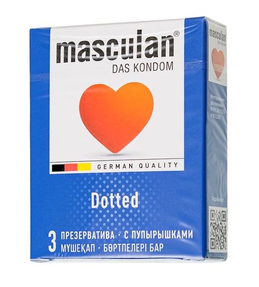 Презервативы с пупырышками Masculan Dotted - 3 шт. - Masculan - купить с доставкой в Воронеже