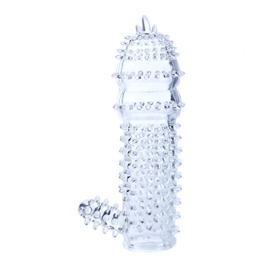 Прозрачная насадка на пенис с шипами и стимулятором клитора - 14,2 см. - Baile - в Воронеже купить с доставкой