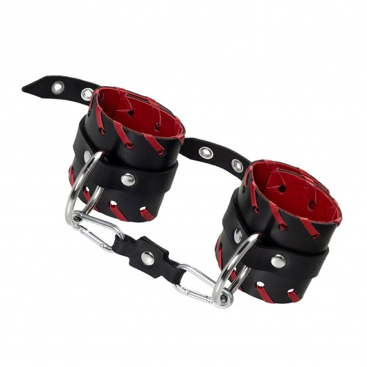 Черно-красные наручники из натуральной кожи - Pecado - купить с доставкой в Воронеже