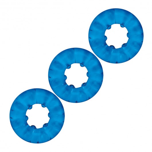 Комплект из трех голубых эрекционных колец 3-Pack Ribbed Rider Cock Ring Set - BlueLine - в Воронеже купить с доставкой