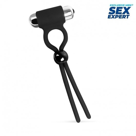 Черное эрекционное кольцо-лассо с вибрацией - Sex Expert - в Воронеже купить с доставкой