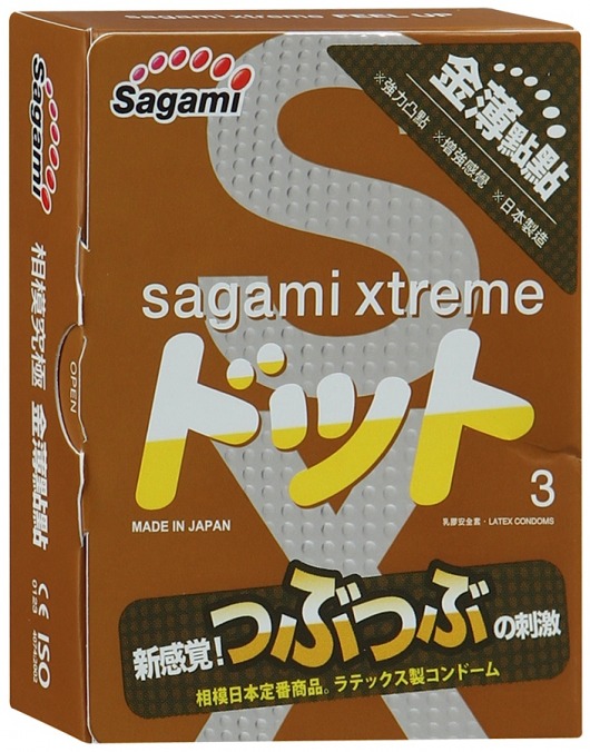 Презервативы Sagami Xtreme FEEL UP с точечной текстурой и линиями прилегания - 3 шт. - Sagami - купить с доставкой в Воронеже