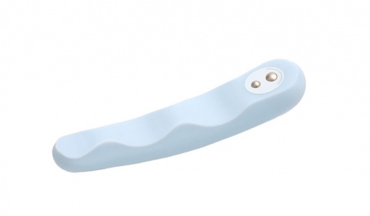 Голубой вибратор IROHA MINAMO с волнами на стволе - 17,5 см. - Tenga