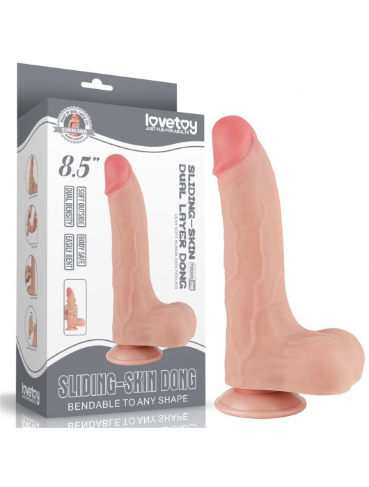 Телесный фаллоимитатор 8.5 Sliding Skin Dual Layer Dong - 22 см. - Lovetoy