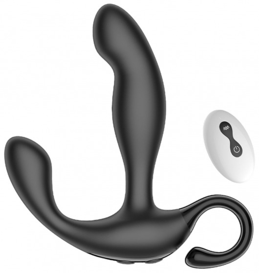 Черный вибромассажер простаты с эффектом фингеринга и пультом ДУ - Secwell - в Воронеже купить с доставкой