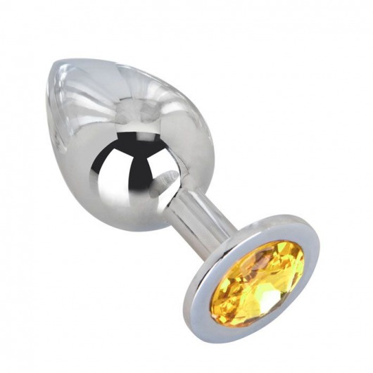 Большой стальной плаг с желтым кристаллом Sweet Lemon - 9,5 см. - Erotic Fantasy - купить с доставкой в Воронеже