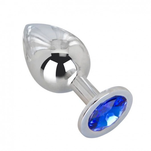 Большой стальной плаг с синим кристаллом Blue Space - 9,5 см. - Erotic Fantasy - купить с доставкой в Воронеже