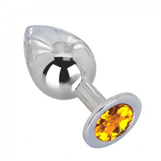 Большой стальной плаг с оранжевым кристаллом Juicy Orange - 9,5 см. - Erotic Fantasy - купить с доставкой в Воронеже