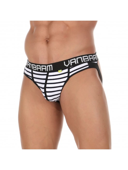 Белые хлопковые трусы-джоки в полоску - VAN BAAM купить с доставкой
