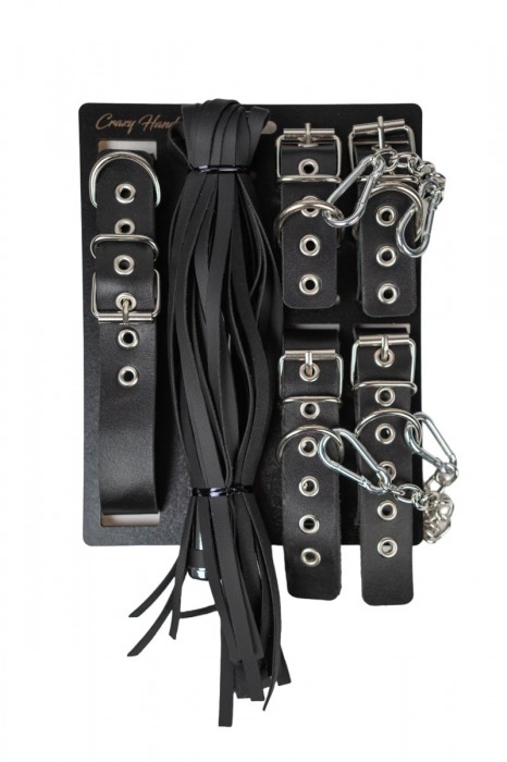 БДСМ-набор с плёткой в черном цвете - Crazy Handmade - купить с доставкой в Воронеже
