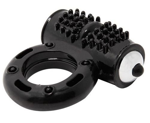 Черное эрекционное кольцо с 10 режимами вибрации - Baile - в Воронеже купить с доставкой