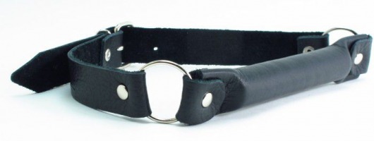 Черный кожаный кляп-трензель на кольцах - БДСМ Арсенал - купить с доставкой в Воронеже