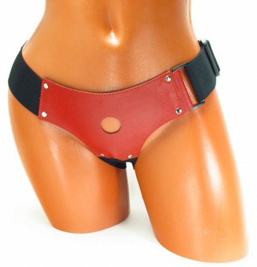 Трусики для маленькой насадки из красной кожи - БДСМ Арсенал - купить с доставкой в Воронеже