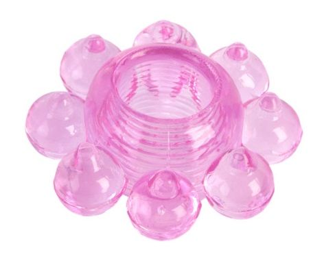 Розовое гелевое эрекционное кольцо-цветок - Toyfa Basic - в Воронеже купить с доставкой