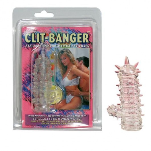 Прозрачная насадка с шипами и клиторальной шишечкой CLIT-BANGER SLEEVE IN CLEAR - Tonga - в Воронеже купить с доставкой