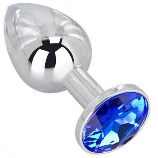 Анальное украшение BUTT PLUG  Small с синим кристаллом - 7 см. - Anal Jewelry Plug - купить с доставкой в Воронеже