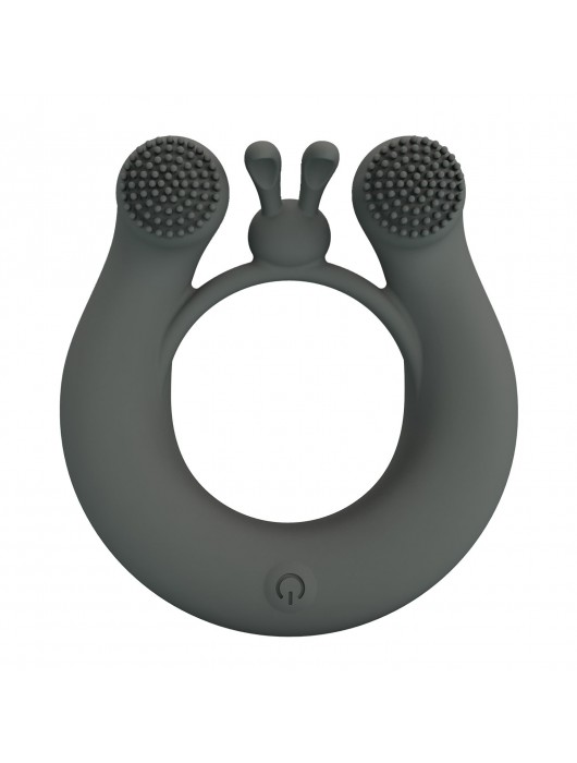 Серое эрекционное кольцо Dahlia с 2 стимулирующими щеточками - Baile - в Воронеже купить с доставкой