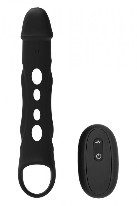 Черная насадка-удлинитель Vibrating Extender With Remote с вибрацией - Dream Toys - в Воронеже купить с доставкой