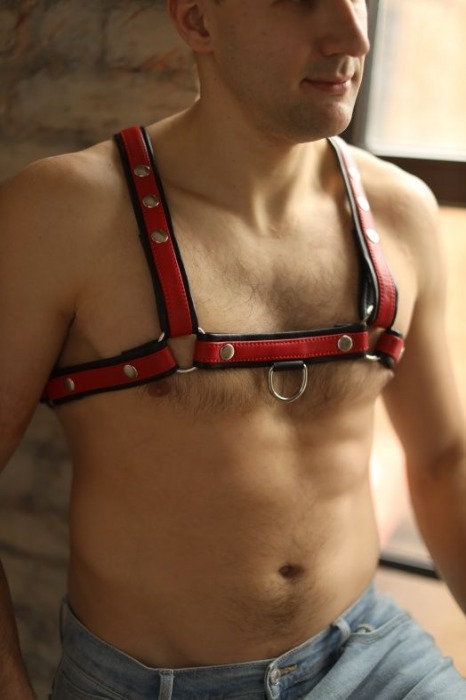 Черно-красная мужская портупея Black-Red - БДСМ Арсенал - купить с доставкой в Воронеже