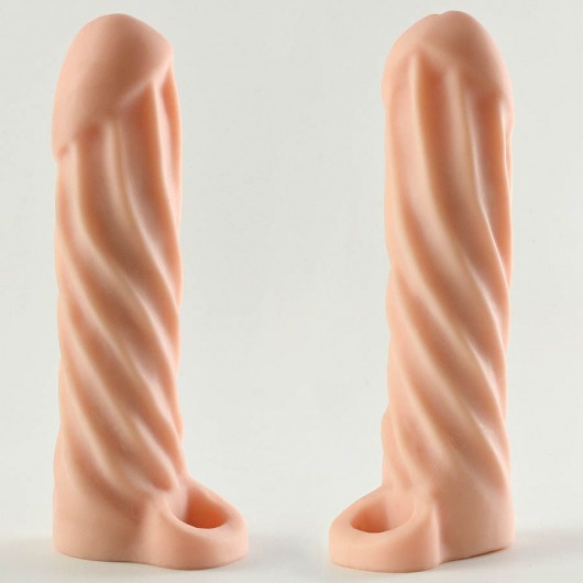 Телесная насадка-удлинитель Okoto со спиралевидным рельефом - 16 см. - Sitabella - в Воронеже купить с доставкой