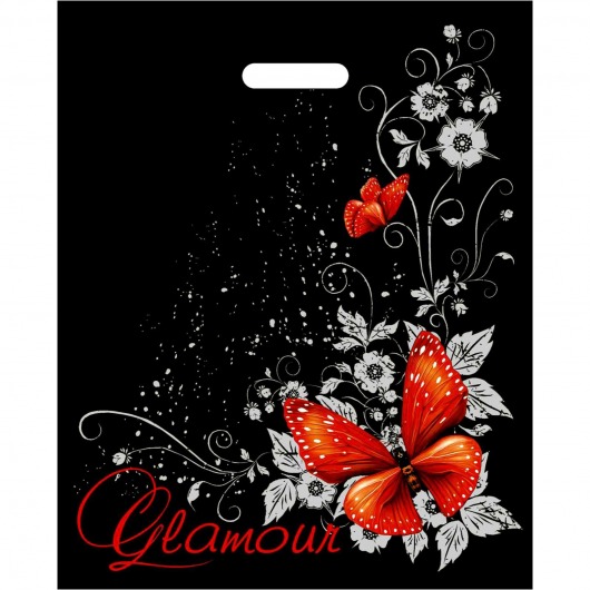 Черный пакет Glamour с вырубной ручкой (38х47 см) - Сима-Ленд - купить с доставкой в Воронеже