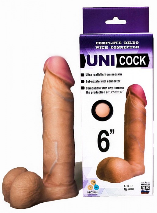 Насадка для страпона фаллической формы UNICOCK 6  - 18 см. - LOVETOY (А-Полимер) - купить с доставкой в Воронеже