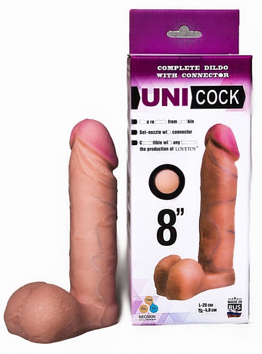 Фаллическая насадка для страпона UNICOCK 8  - 20 см. - LOVETOY (А-Полимер) - купить с доставкой в Воронеже