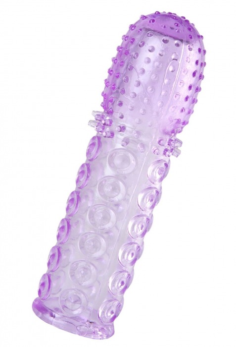 Фиолетовая рельефная насадка на пенис - 13,5 см. - A-toys - в Воронеже купить с доставкой