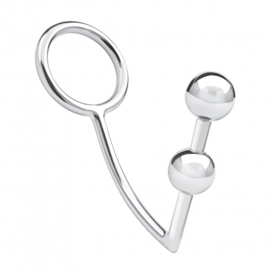 Кольцо на пенис с анальным стимулятором Two Bead Stainless Steel Anal Hook   Cock Ring - BlueLine - в Воронеже купить с доставкой