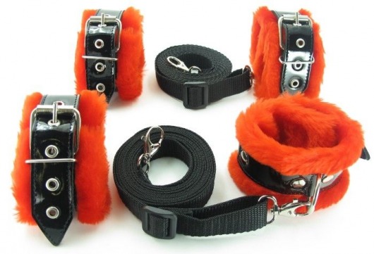 Набор на кровать с красным мехом BDSM Light - БДСМ Арсенал - купить с доставкой в Воронеже