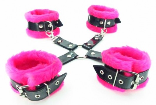 Набор фиксаторов краб с розовым мехом BDSM Light - БДСМ Арсенал - купить с доставкой в Воронеже
