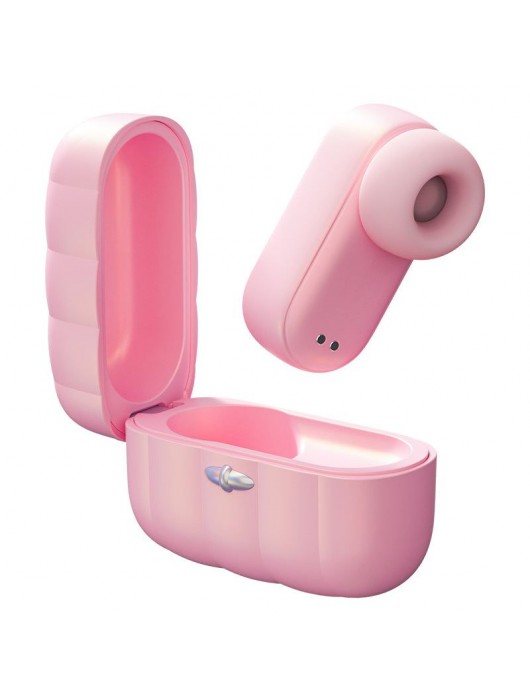 Розовый вакуумный стимулятор клитора Alggie Earphone с управлением через приложение - BeYourLover