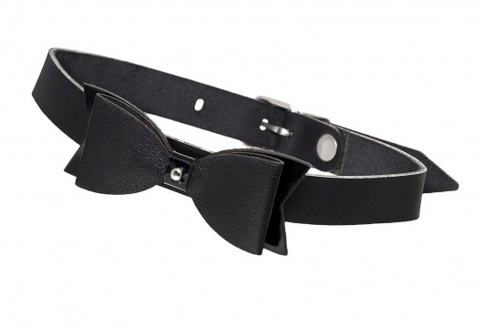 Черный кожаный чокер с бабочкой - Pecado - купить с доставкой в Воронеже