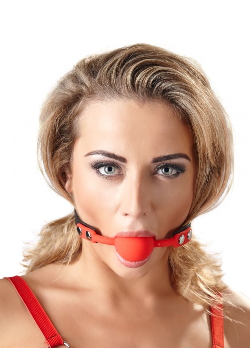 Силиконовый кляп-шар на чёрных ремешках Red Gag silicone - Orion - купить с доставкой в Воронеже