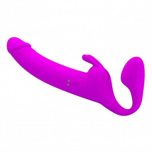 Лиловый безремневой страпон с вибрацией Zanini - Baile - купить с доставкой в Воронеже