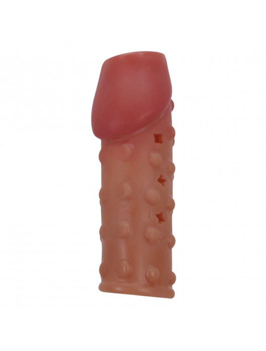 Телесная открытая насадка на пенис с бугорками - 19,8 см. - Baile - в Воронеже купить с доставкой
