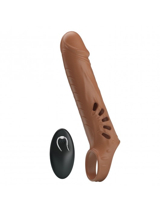 Коричневая вибронасадка с подхватом мошонки и пультом ДУ - Baile - в Воронеже купить с доставкой