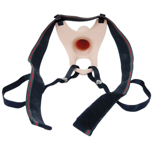 Телесный полый страпон на ремешках - 16,5 см. - Boys of Toys - купить с доставкой в Воронеже