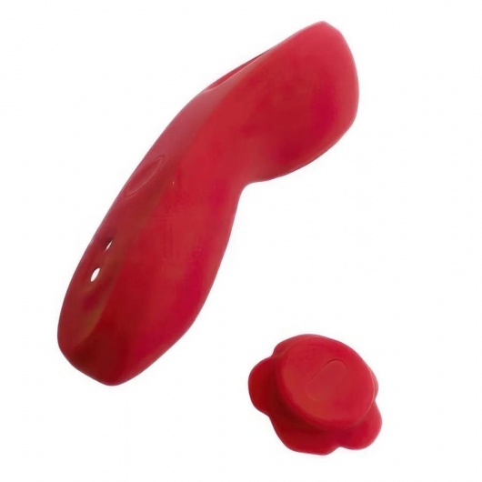 Красный вибратор в трусики Funtown Caleo с магнитным держателем-розой - Magic Motion